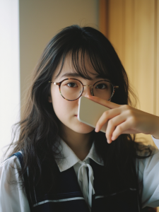 Ảnh gái xinh che mặt bằng điện thoại​