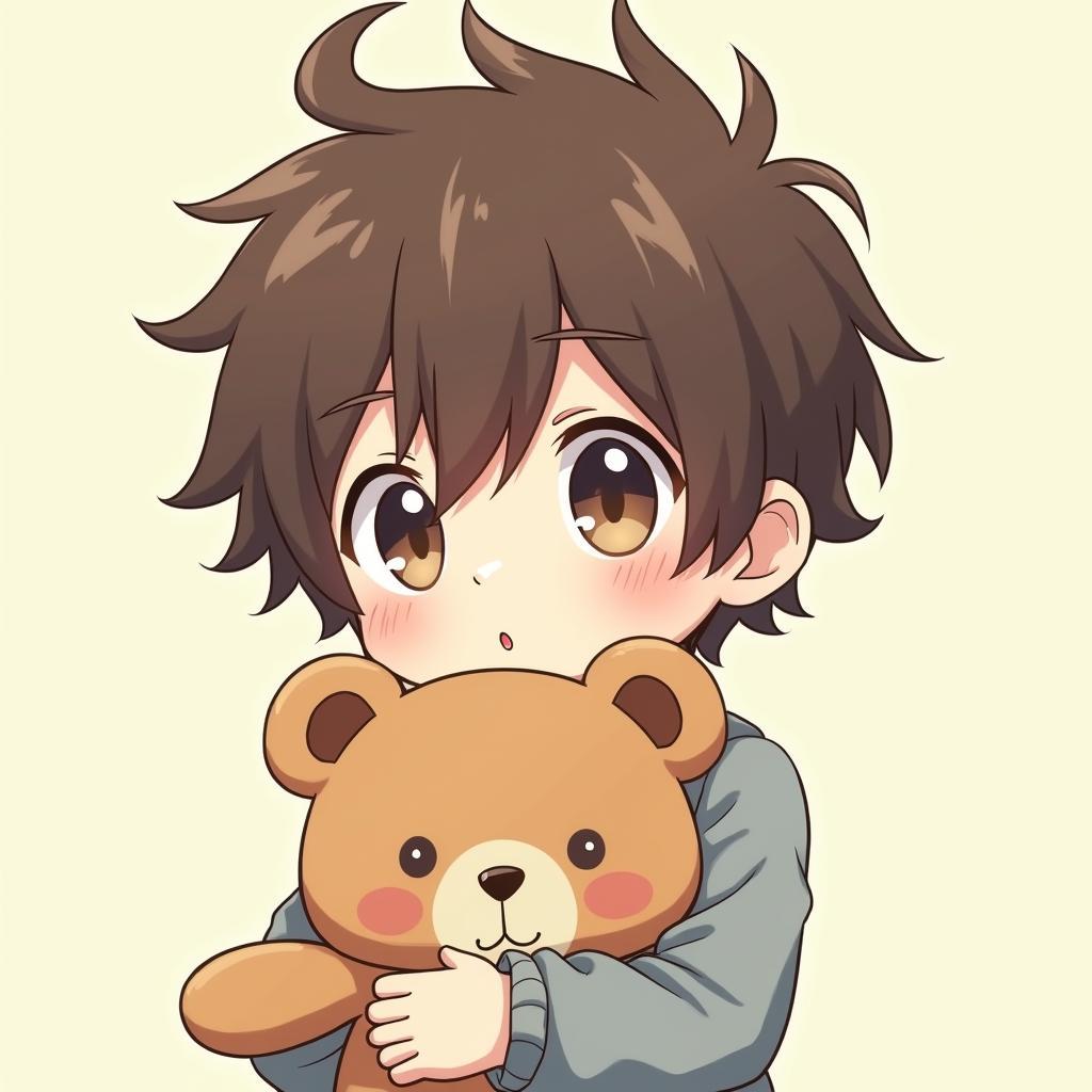 Anh anime cute nam voi khuon mat ngay tho dang cam do choi