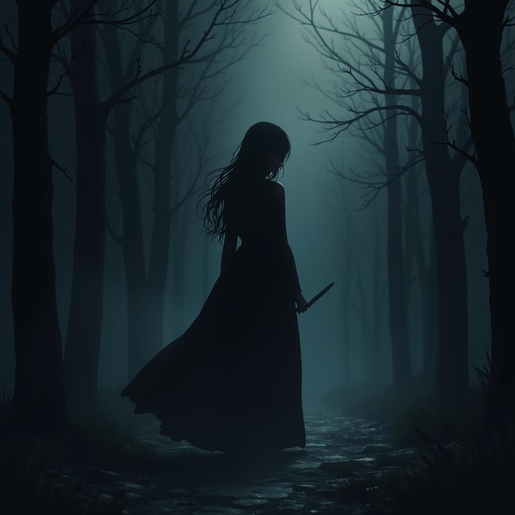 Ảnh anime ngầu phong cách dark và bí ẩn, sử dụng tông màu tối, không khí ma mị đầy cuốn hút