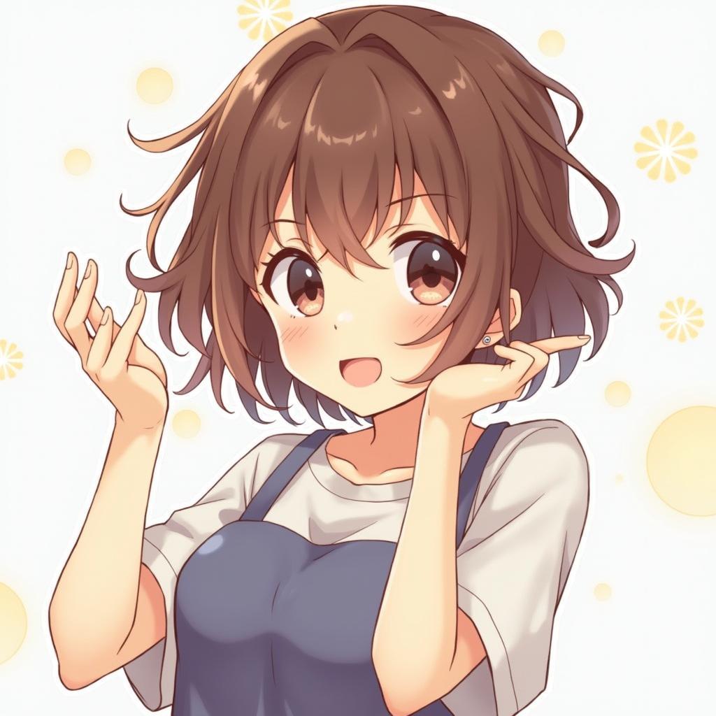 Ảnh anime nữ xinh đẹp cute với mái tóc ngắn và biểu cảm đáng yêu tinh nghịch