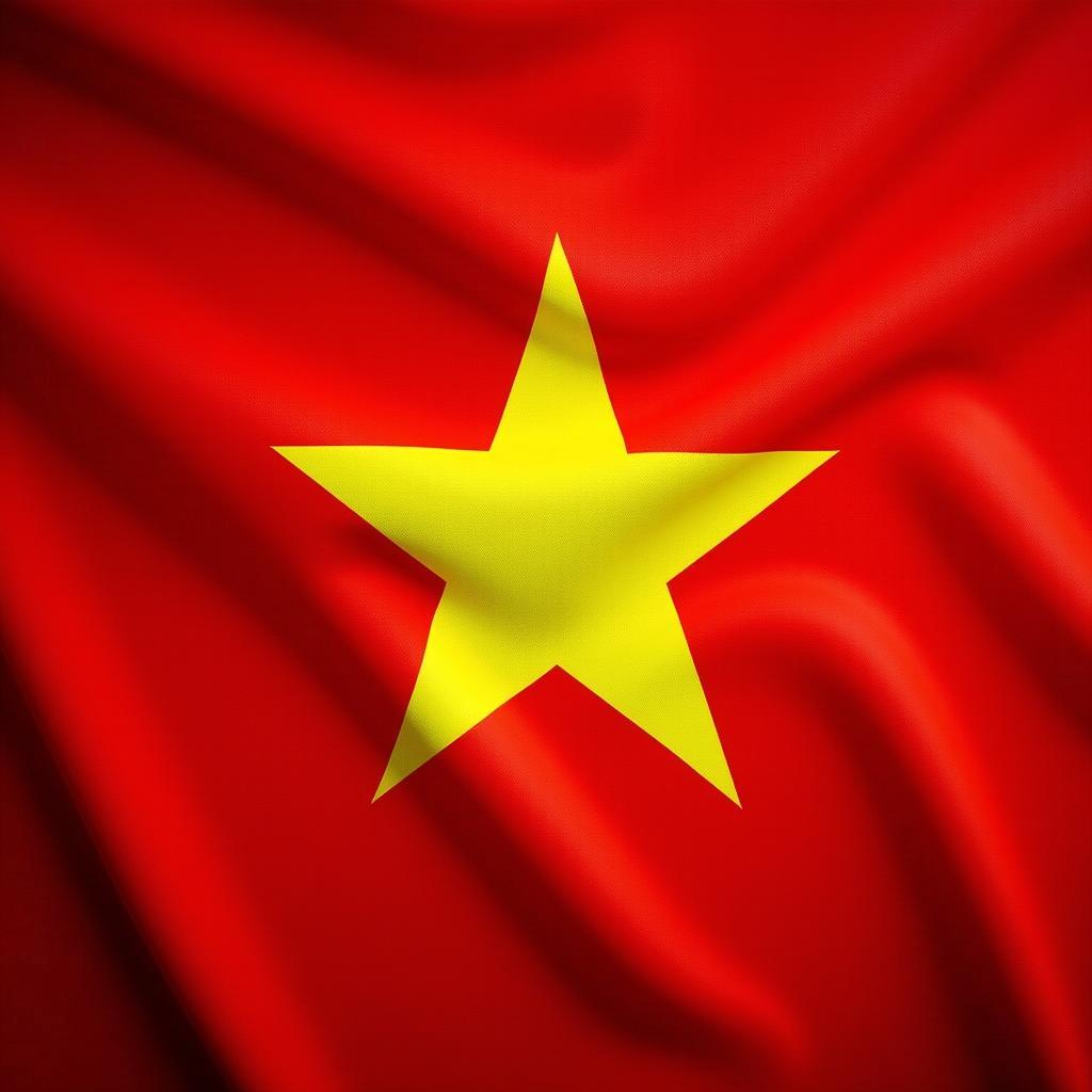 Ảnh cận cảnh lá cờ Việt Nam sắc nét, thấy rõ chất liệu vải và ngôi sao