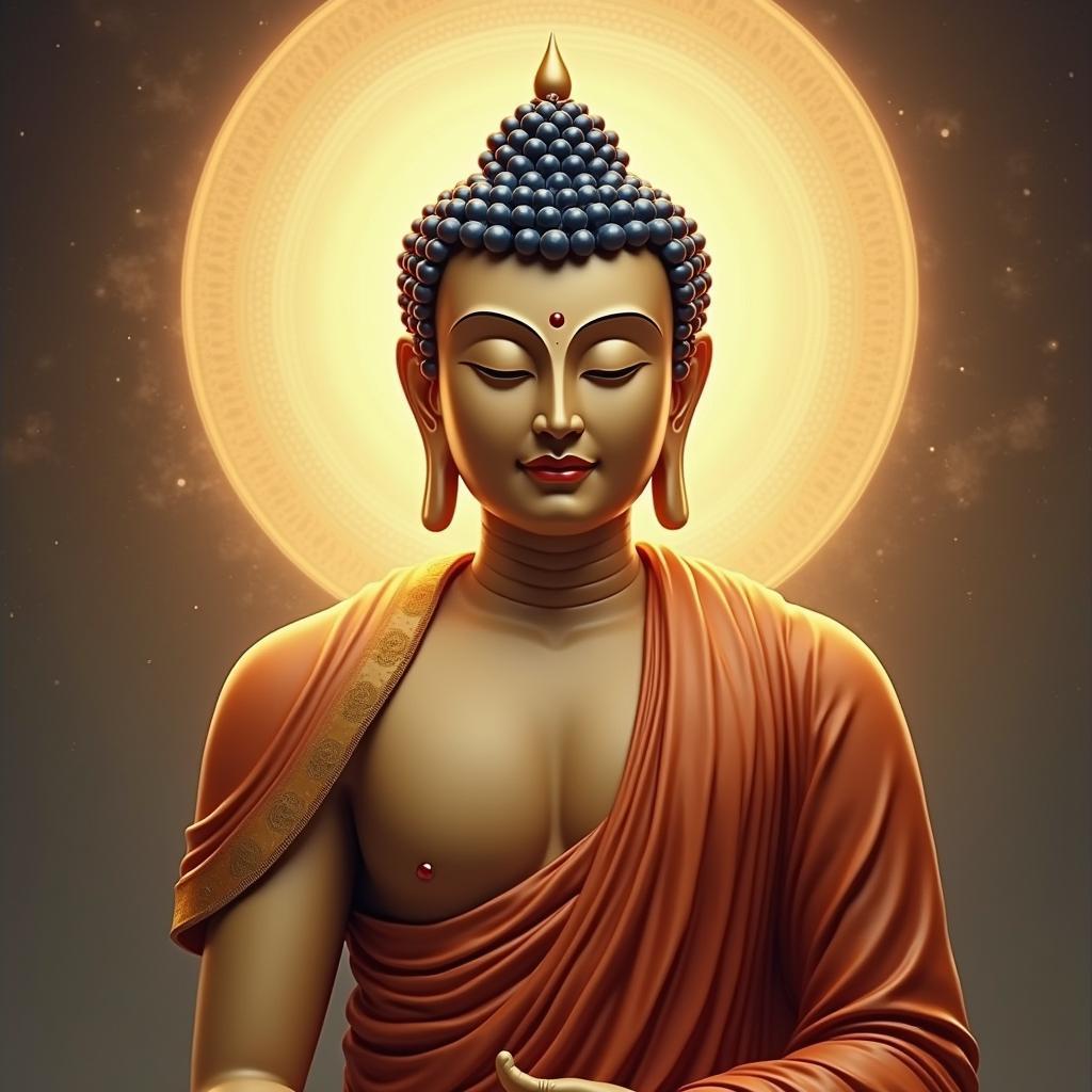 Ảnh Phật Thích Ca đẹp tuyệt vời với ánh hào quang làm hình nền chất lượng cao