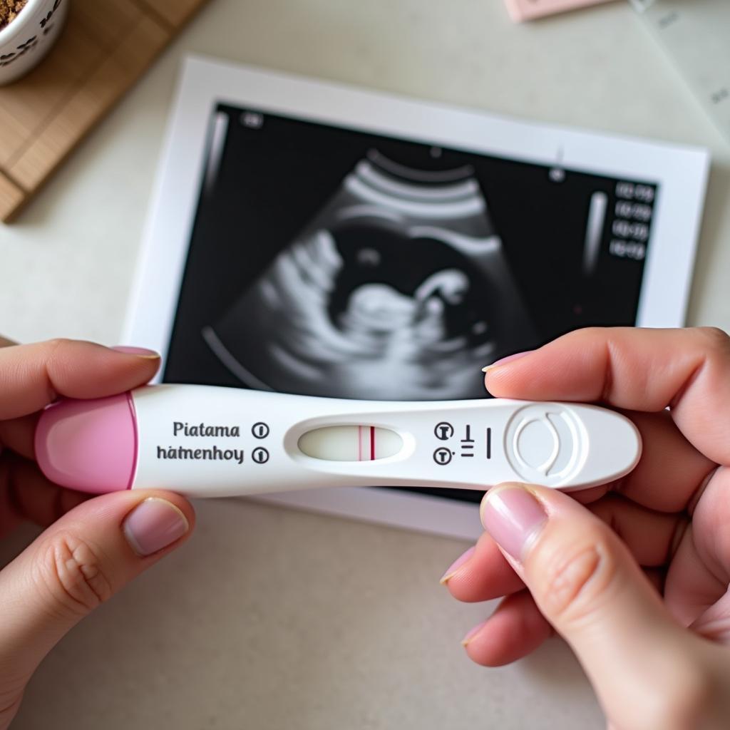 Ảnh que thử thai và siêu âm, minh chứng cho hành trình làm mẹ bắt đầu bằng 2 vạch