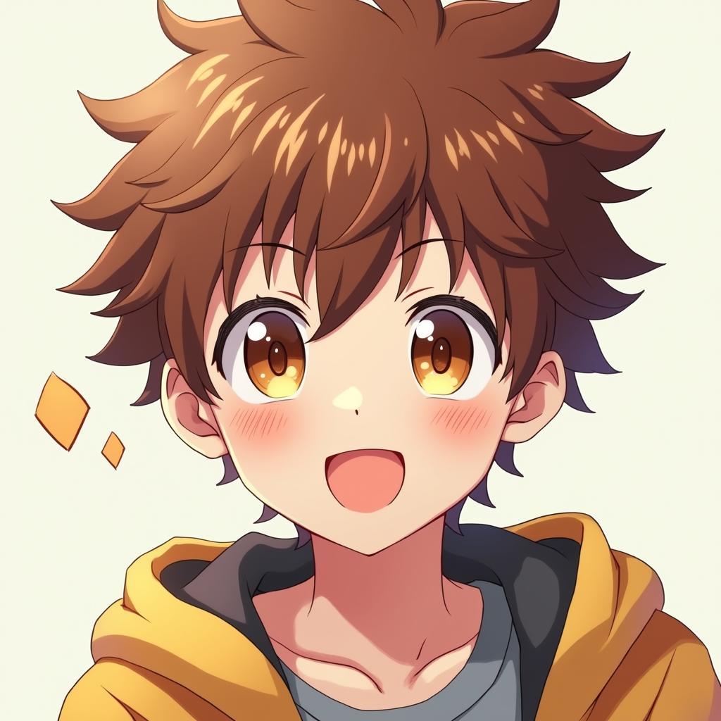 Hinh anh anime nam cute voi nu cuoi tuoi sang va doi mat to tron dang yeu