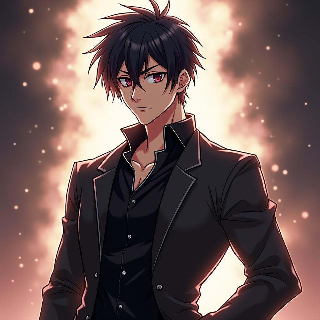 Hình ảnh anime nam ngầu với thần thái lạnh lùng, ánh mắt sắc bén, toát lên vẻ cuốn hút đặc biệt