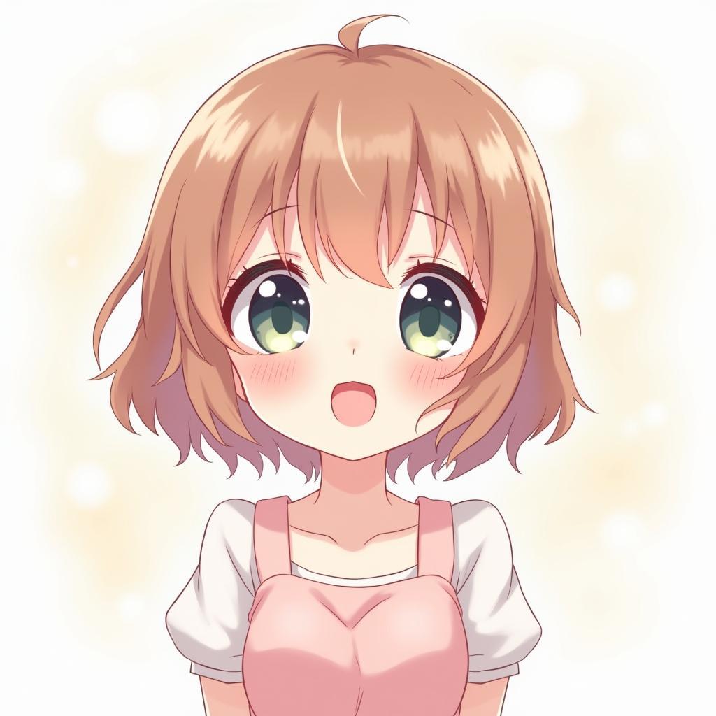 Hình ảnh anime nữ xinh đẹp cute với đôi mắt to tròn và nụ cười tươi sáng