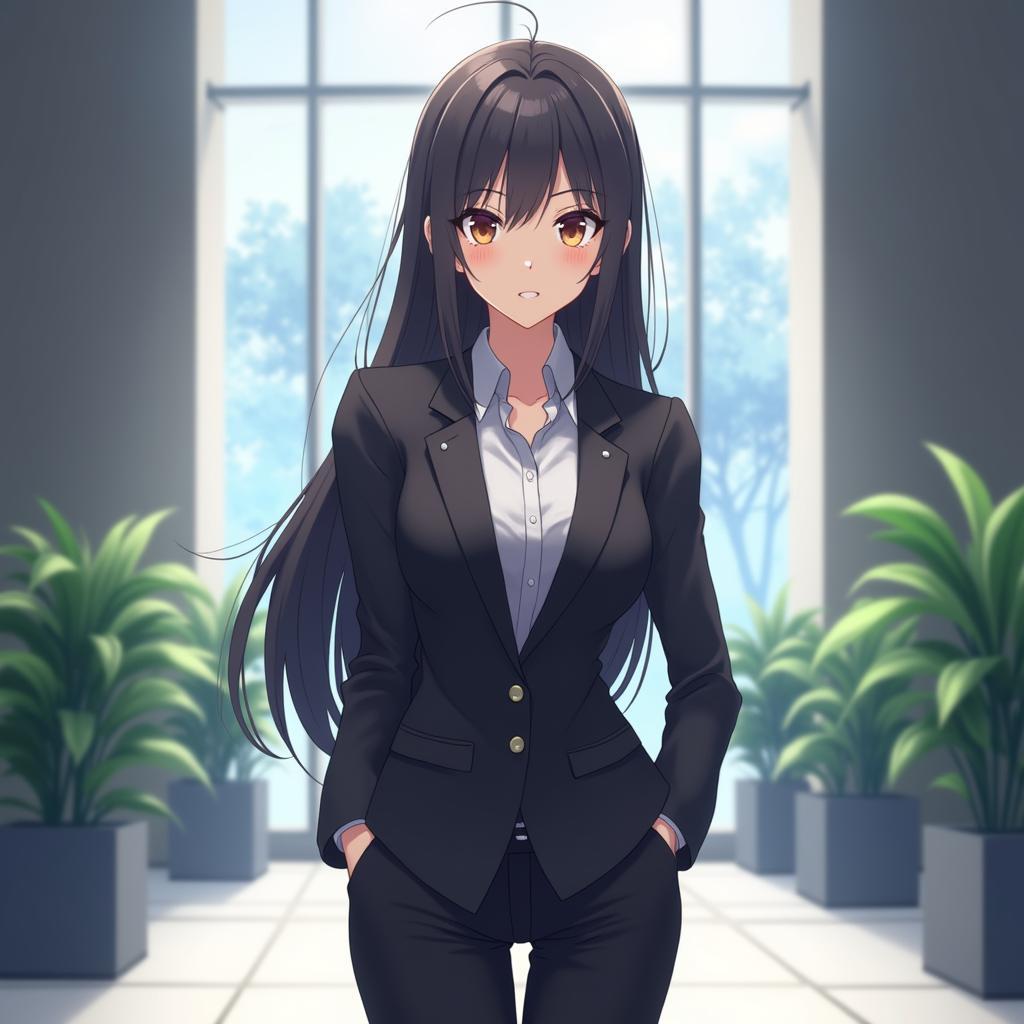 Hinh anh anime nu quyen ru voi phong thai tu tin trong trang phuc cong so cach dieu