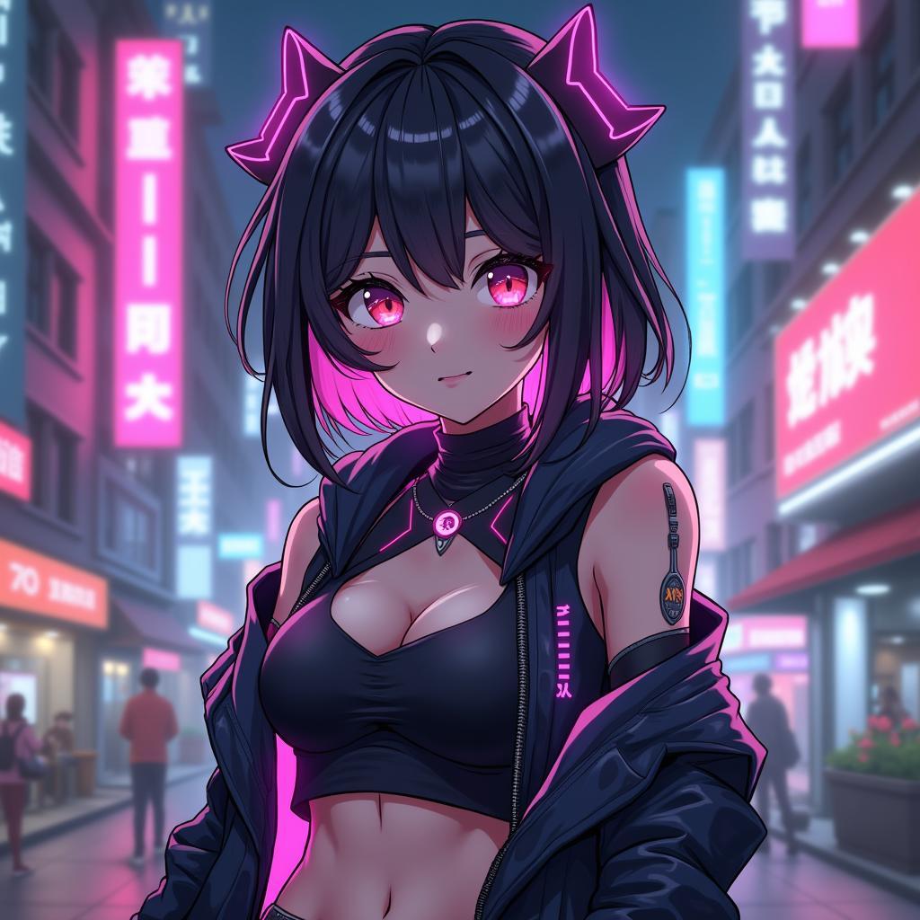 Hinh anh anime nu quyen ru day ca tinh theo phong cach cyberpunk