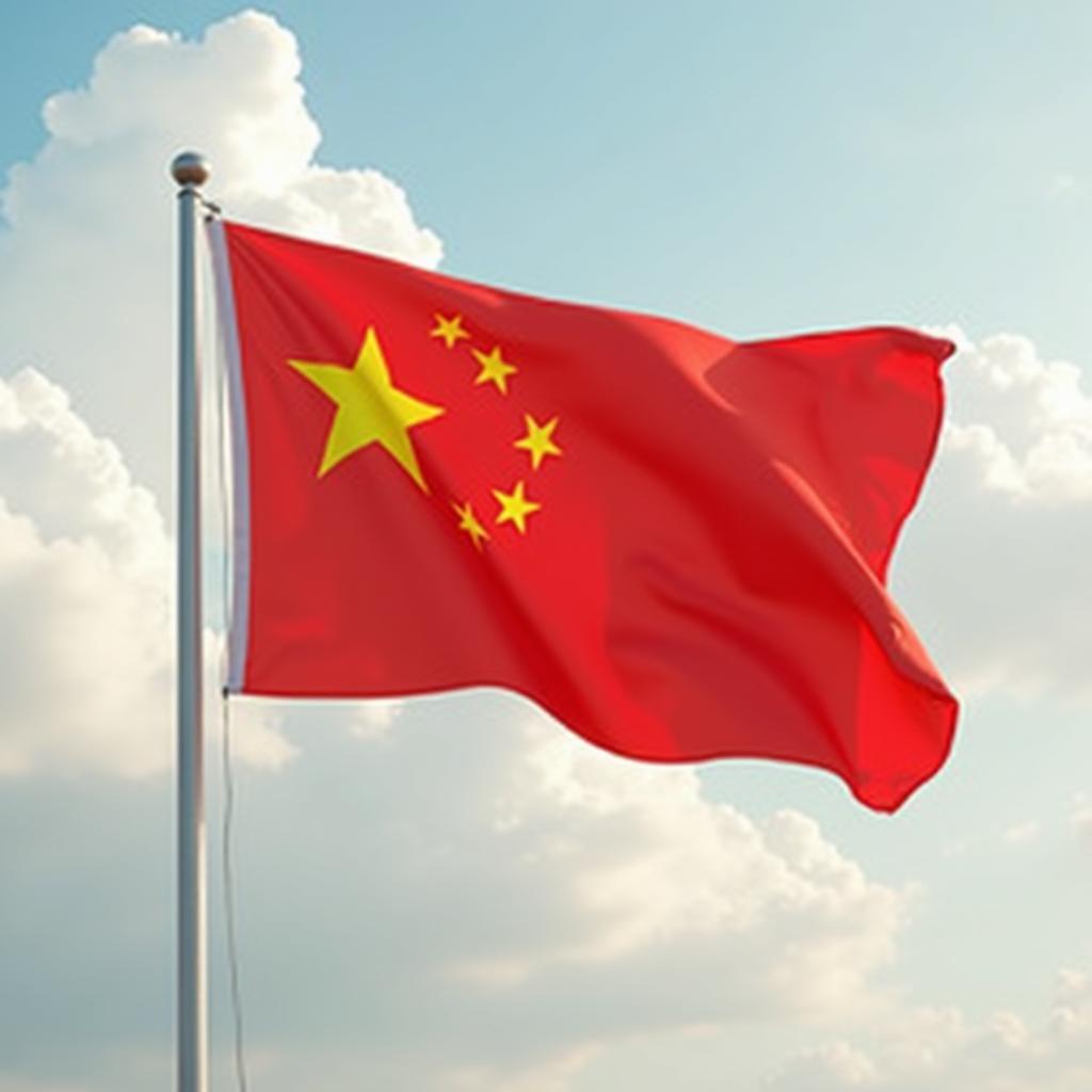 Hình ảnh cờ đỏ sao vàng nổi bật trên nền mây trắng bồng bềnh