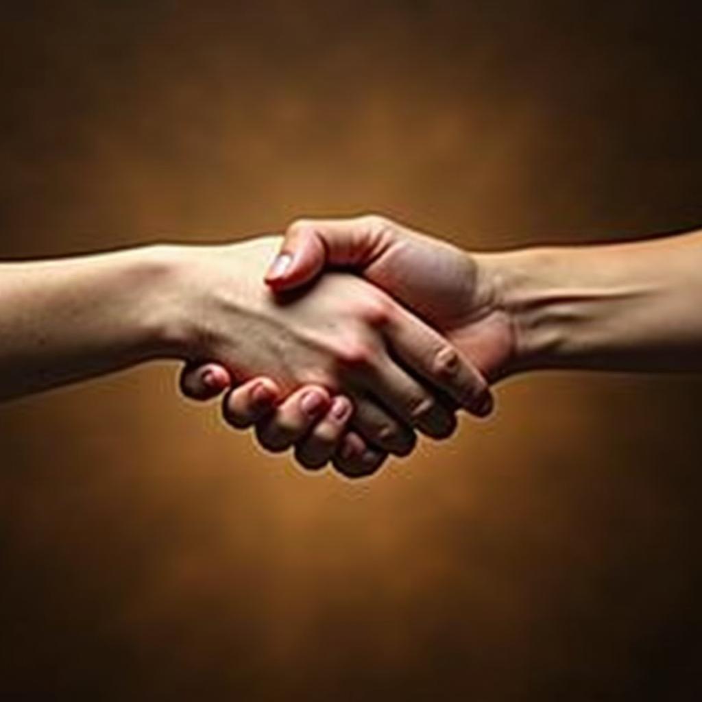 Hình ảnh đôi tay nắm trên phông nền mờ ảo, tập trung thể hiện sự kết nối