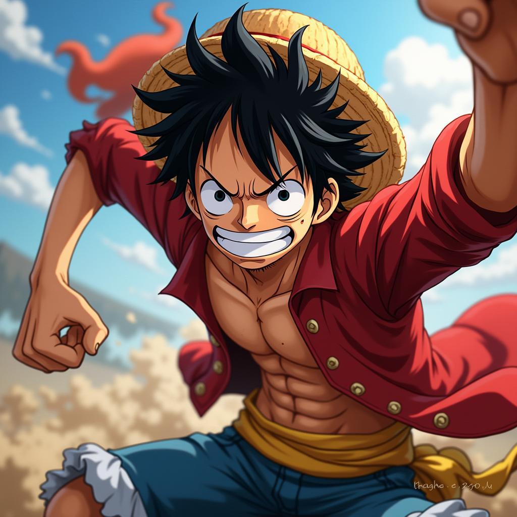 Ảnh Luffy cool ngầu mạnh mẽ chiến đấu làm hình nền máy tính