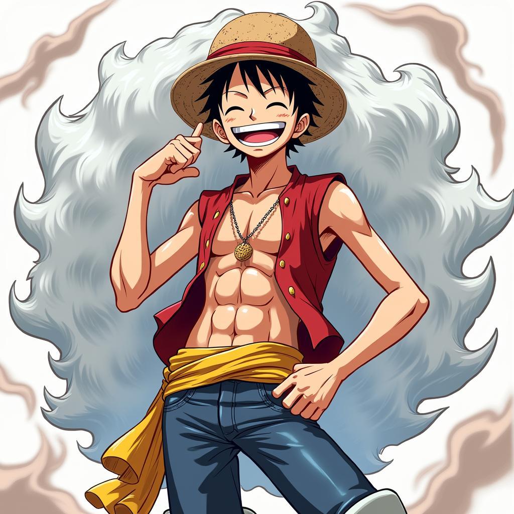 Hình ảnh Luffy Gear 5 đẹp ấn tượng thể hiện sức mạnh nụ cười rạng rỡ