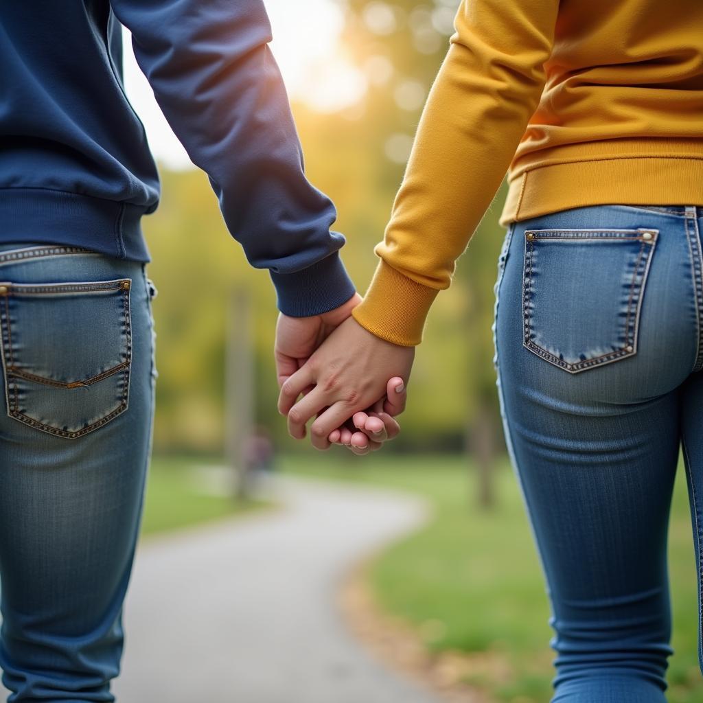 Ảnh nắm tay tình bạn thân thiết, cùng nhau bước đi trên con đường phía trước