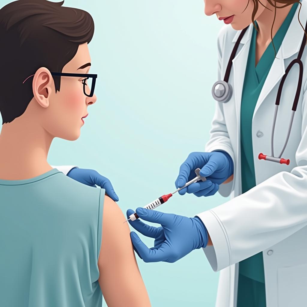Hinh anh hoat dong tiem vaccine phong ngua benh bach hau cho tre em hoac nguoi lon