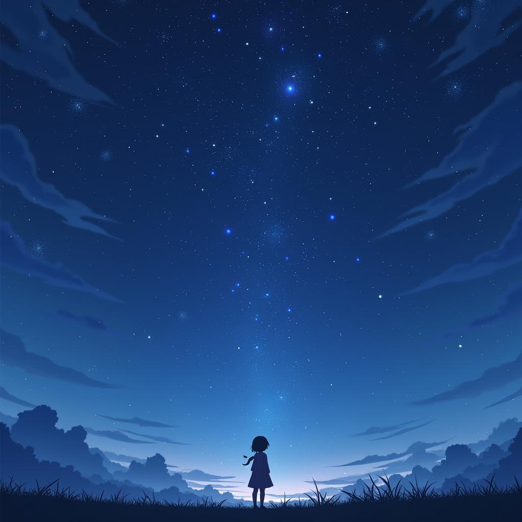 Hinh nen dien thoai anime cute voi nhan vat va phong nen vu tru