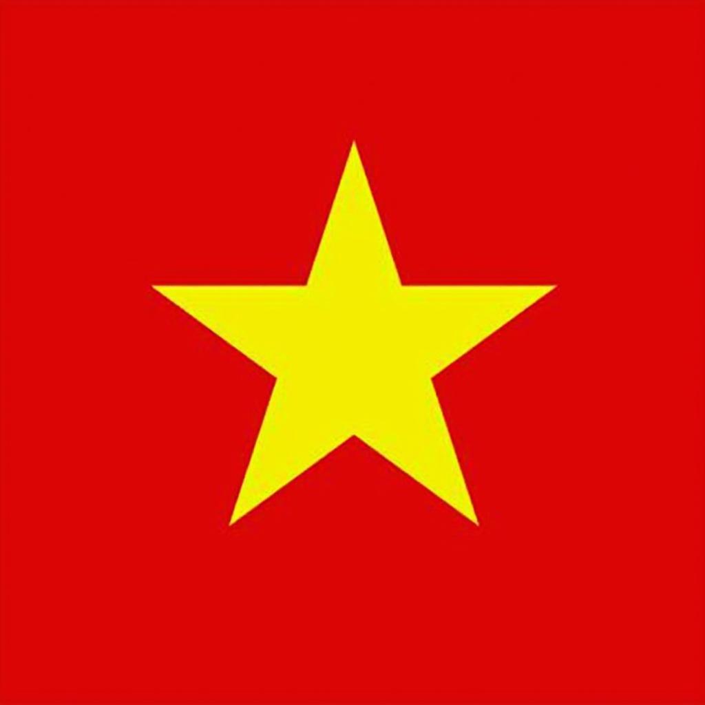 Lá cờ Việt Nam với ngôi sao vàng nổi bật, đường nét rõ ràng và chi tiết