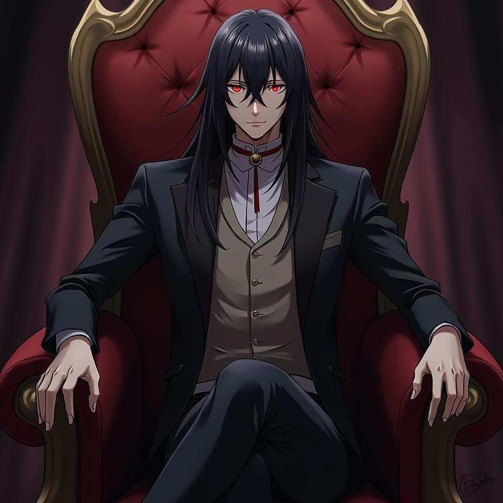 Hình ảnh anime nam ngầu phản diện với nụ cười nham hiểm