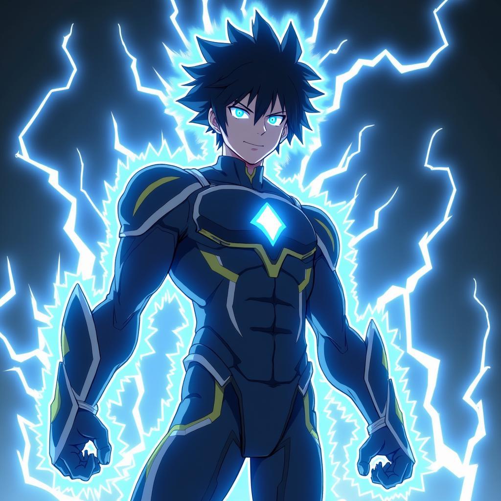 Hình ảnh anime nam ngầu sử dụng siêu năng lực điều khiển sấm sét