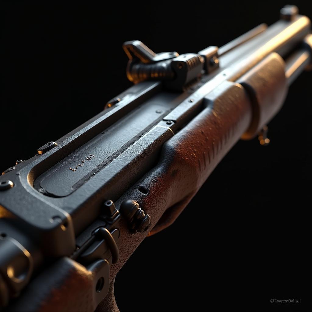 Hình ảnh cận cảnh súng Scar Free Fire với skin cao cấp, hiệu ứng ánh sáng chân thực