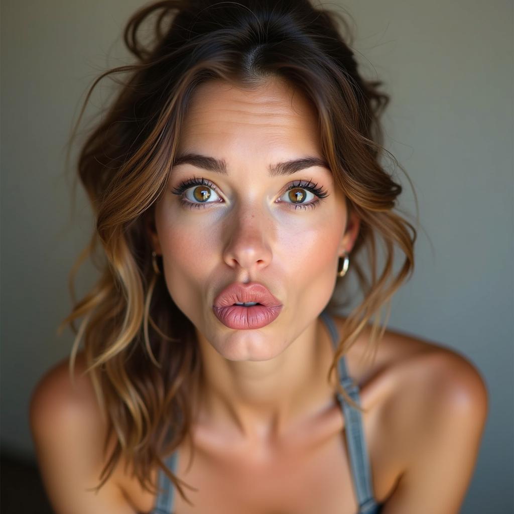 Hình ảnh gái xấu bĩu môi ngộ nghĩnh, biểu cảm hài hước, khoảnh khắc đáng yêu