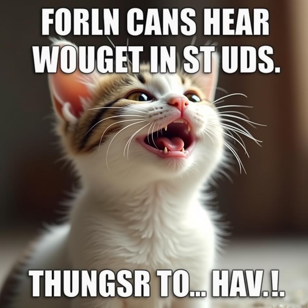 Hình ảnh meme mèo dễ thương, biểu cảm đáng yêu, tạo cảm giác thư giãn