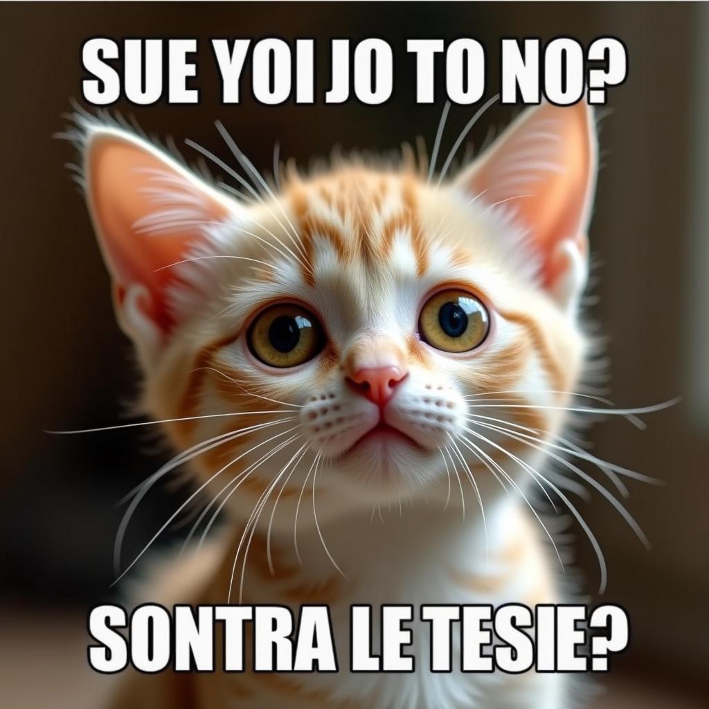 Hình ảnh meme mèo ngáo ngơ, đôi mắt mở to, vẻ mặt khó hiểu